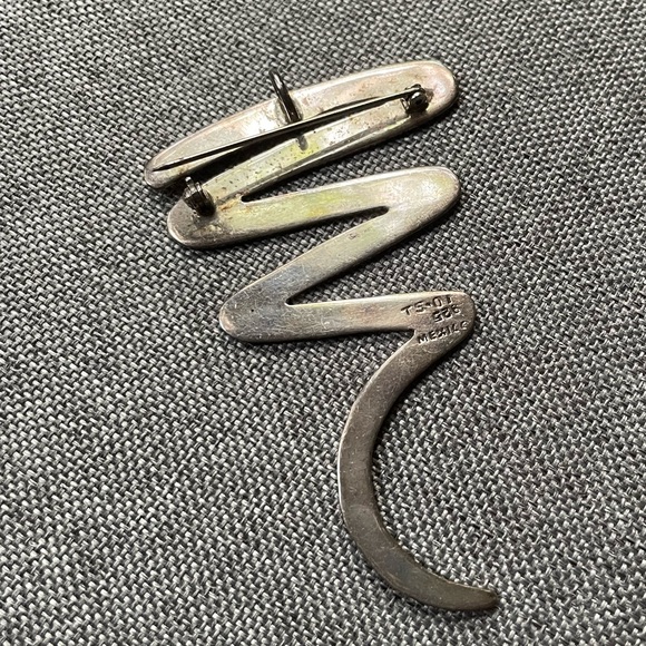 Vintage Sterling Silver 925 Zig Zag Modernist Taxco Mexo Pendant Pin Brooch - Picture 4 of 10